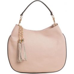 Shopper bag damskie: Skórzana torebka w kolorze jasnoróżowym – 33 x 25 x 8 cm