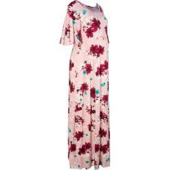 Długa sukienka shirtowa ciążowa bonprix jasnoróżowy w kwiaty. Różowe sukienki damskie marki bonprix, w kwiaty, eleganckie, bez kołnierzyka, moda ciążowa, z długim rękawem, długie, maxi. Za 149,99 zł.