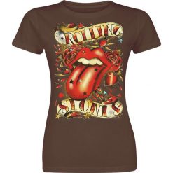 Bluzki asymetryczne: The Rolling Stones Tongue and Stars Koszulka damska brązowy