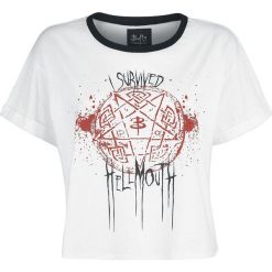 Buffy: Postrach Wampirów I Survived Hellmouth Koszulka damska biały/czarny. Białe bluzki nietoperze marki Buffy: Postrach Wampirów, s, z nadrukiem. Za 79,90 zł.