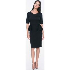 Sukienki: Czarna Sukienka Elegancka z Pół Baskinką