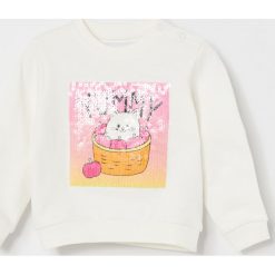 Bawełniana bluza z cekinami - Beżowy. Brązowe bluzy damskie Reserved, bez wzorów, z bawełny, bez rękawów, bez kaptura. W wyprzedaży za 35,99 zł.