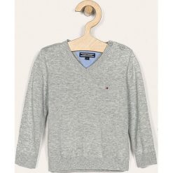 Tommy Hilfiger - Sweter dziecięcy 80-176 cm. Niebieskie swetry chłopięce TOMMY HILFIGER, bez wzorów, z bawełny, bez kołnierzyka. Za 279,90 zł.