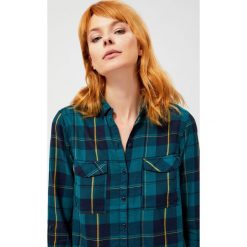 Koszula w kratę. Żółte koszule damskie Moodo, xl, w kratkę, z bawełny, bez kołnierzyka, z długim rękawem. Za 49,99 zł.