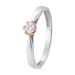 Unikalny Złoty Pierścionek - złoto 585, Brylant 0,13ct. Żółte pierścionki damskie W.KRUK, z brylantem, złote. Za 2390,00 zł.