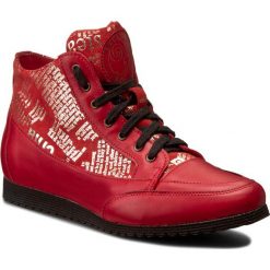 Sneakersy ROBERTO - 513 Czerw. Lico/Zł. Gazeta. Czerwone sneakersy damskie Roberto, ze skóry. W wyprzedaży za 169,00 zł.