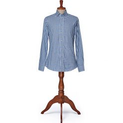 Koszula w Kratę Square. Niebieskie koszule męskie LANCERTO, na zimę, s, w kratkę, z bawełny, eleganckie, z włoskim kołnierzykiem, bez rękawów. W wyprzedaży za 249,00 zł.