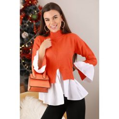 Damska bluzka NERMA ORANGE. Pomarańczowe bluzki damskie IVET, na co dzień, bez wzorów, eleganckie, bez kołnierzyka, bez rękawów. W wyprzedaży za 69,00 zł.