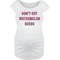 Odzież ciążowa Don`t Eat Watermelon Seeds Koszulka damska biały. Biała koszulki damskie marki Odzież ciążowa, xl, bez wzorów, bez kołnierzyka, bez rękawów. Za 62,90 zł.