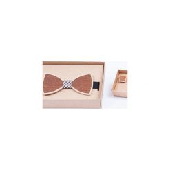Drewniana mucha + spinki ZESTAW. Pomarańczowe muszki męskie marki Bewoody, na co dzień, bez wzorów, z materiału, eleganckie. Za 160,00 zł.