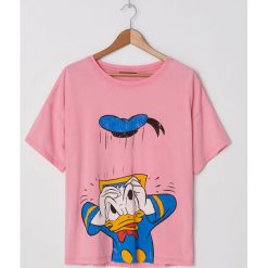 Koszulka oversize z nadrukiem Donald Duck - Różowy. Różowe koszulki damskie House, s, z nadrukiem, bez kołnierzyka. Za 49,99 zł.