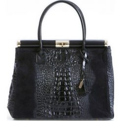 Torebki klasyczne damskie: Skórzana torebka w kolorze czarnym – 32 x 25 x 16 cm