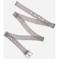 Metalowy pasek - Srebrny. Szare paski damskie House, w paski. Za 39,99 zł.