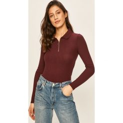 Answear - Bluzka. Brązowe bluzki damskie ANSWEAR, s, bez wzorów, z elastanu, bez kołnierzyka, z długim rękawem. W wyprzedaży za 49,90 zł.