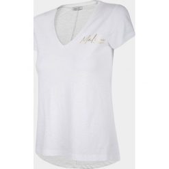 T-shirt damski TSD616 - biały - Outhorn. Białe koszulki damskie Outhorn, bez wzorów, bez kołnierzyka, bez rękawów. Za 34,99 zł.