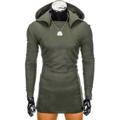 Bluzy męskie: BLUZA MĘSKA Z KAPTUREM B757 - KHAKI