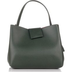 Torebki klasyczne damskie: Skórzana torebka w kolorze zielonym – (S)34 x (W)38 x (G)17 cm
