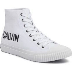 Trampki CALVIN KLEIN JEANS - Iacopo Canvas S0597 Bright White. Białe półbuty męskie Calvin Klein Jeans, na co dzień, bez wzorów, z jeansu, eleganckie, bez zapięcia. W wyprzedaży za 239,00 zł.