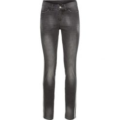 Dżinsy z brokatowym paskiem bonprix szary denim "used". Szare jeansy damskie bonprix, z jeansu. Za 179,99 zł.