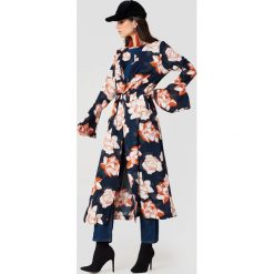 Sukienki: MANGO Sukienka typu kaftan w kwiaty – Multicolor,Navy