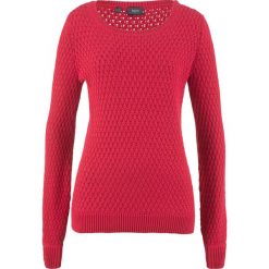 Swetry damskie: Sweter w strukturalny wzór bonprix czerwony