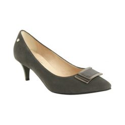 Buty ślubne damskie: Skórzane czółenka w kolorze szarym