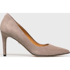 Solo Femme - Szpilki. Szare szpilki Solo Femme, bez wzorów, ze skóry, bez obcasa, na obcasie, bez zapięcia. W wyprzedaży za 219,90 zł.
