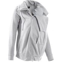 Bluza rozpinana ciążowa z wstawką niemowlęcą na nosidełko bonprix jasnoszary melanż. Szare bluzy ciążowe marki bonprix, melanż. Za 139,99 zł.