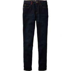 Dżinsy chłopięce Slim Fit bonprix ciemnoniebieski "stone". Niebieskie spodnie chłopięce bonprix, bez wzorów, z elastanu. Za 84,99 zł.