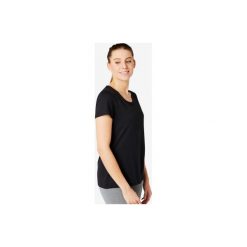 Koszulka Gym & Pilates 500 damska. Czarne koszulki damskie NYAMBA, s, bez wzorów, z elastanu, bez kołnierzyka, bez rękawów. Za 19,99 zł.