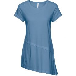 Shirt asymetryczny bonprix niebieski dżins. Niebieskie koszulki damskie bonprix, bez wzorów, z asymetrycznym kołnierzem. Za 27,99 zł.
