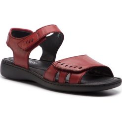 Sandały JOSEF SEIBEL - Lisa 01 73715 2313 380 Hibiscus. Czerwone klapki damskie Josef Seibel, bez wzorów, ze skóry, bez obcasa. W wyprzedaży za 179,00 zł.
