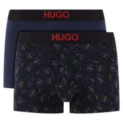 Komplet 2 par bokserek Hugo Trunk Brother Pack 50403225. Czarne bokserki męskie HUGO, bez wzorów, z elastanu. Za 169,00 zł.