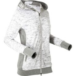 Lekka bluza rozpinana z elastycznymi wstawkami, długi rękaw bonprix biało-szary melanż. Białe bluzy rozpinane damskie bonprix, melanż, z długim rękawem, długie. Za 79,99 zł.