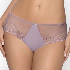 Figi klasyczne Annie Violet. Brązowe figi damskie marki Astratex, w koronkowe wzory, z bawełny. Za 41,99 zł.