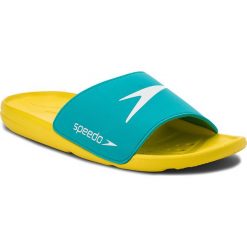 Klapki SPEEDO - Atami Core Sld Ju 8-07398B948 Yellow/Blue. Niebieskie klapki damskie Speedo, bez wzorów, z tworzywa sztucznego, bez obcasa. Za 74,99 zł.