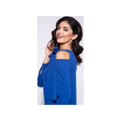 Wizytowa sukienka pudełkowa z kokardą. Czerwone sukienki damskie marki Bien fashion, s, bez wzorów, eleganckie, bez kołnierzyka, z długim rękawem, długie, midi, trapezowe. Za 169,00 zł.