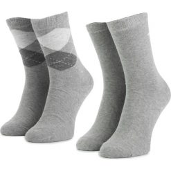 Zestaw 2 par wysokich skarpet damskich TOM TAILOR - 9879 Argyle Grey Mel 150. Szare skarpetki damskie Tom Tailor, bez wzorów, z elastanu. Za 29,00 zł.