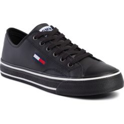 Trampki TOMMY JEANS - Leather City Sneaker EN0EN00746 Black BDS. Czarne półbuty damskie Tommy Jeans, bez wzorów, z jeansu, bez zapięcia. Za 399,00 zł.