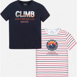Mayoral - T-shirt dziecięcy (2 pack) 128-172 cm. Niebieskie t-shirty chłopięce Mayoral, z nadrukiem, z bawełny, bez rękawów. W wyprzedaży za 79,90 zł.