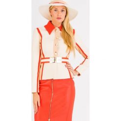 ŻAKIET Elisabetta Franchi. Żółte marynarki damskie Elisabetta Franchi, w paski, z wełny. Za 1384,50 zł.