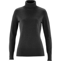 Sweter z golfem bonprix antracytowy melanż. Szare swetry damskie bonprix, bez wzorów, z dzianiny, bez rękawów, bez kaptura. Za 54,99 zł.