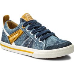 Sneakersy GEOX - J Kilwi B. E J82A7E 01354 C0072 S Blue/Yellow. Niebieskie trampki chłopięce Geox, bez wzorów, ze skóry ekologicznej, na sznurówki. W wyprzedaży za 179,00 zł.