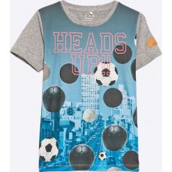Name it - T-shirt dziecięcy 116-152 cm. Szare t-shirty chłopięce marki Name it, z nadrukiem, z elastanu, z okrągłym kołnierzem. W wyprzedaży za 49,90 zł.