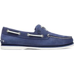 Skórzane mokasyny "Classic Boat" w kolorze niebieskim. Niebieskie mokasyny damskie Timberland, z okrągłym noskiem. W wyprzedaży za 300,95 zł.