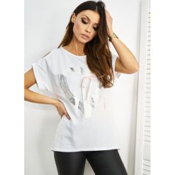 T-Shirt Heart Kolor Biel OneSize. Czarne bluzki damskie LIGARI, uniwersalny, w paski, z elastanu, bez kołnierzyka, bez rękawów. Za 59,99 zł.