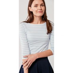 Bluzka Ribolla w biało-błękitne paski XXS biały. Białe bluzki damskie Marie Zélie, s, w paski, z elastanu, bez kołnierzyka, bez rękawów. Za 147,00 zł.
