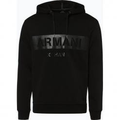 Armani Exchange - Męska bluza nierozpinana, czarny. Czarne bluzy męskie rozpinane marki Armani Exchange, l, z materiału, z kapturem. Za 589,95 zł.