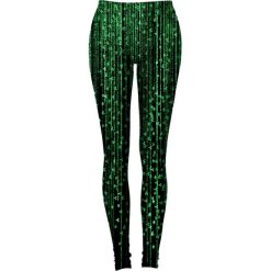 Legginsy: Legginsy w kolorze czarno-zielonym ze wzorem