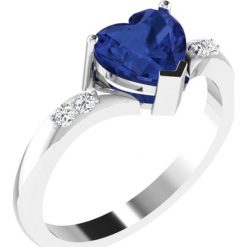 Złoty pierścionek z diamentami i syntetycznym szafirem. Niebieskie pierścionki damskie Art of Diamond & Co., z szafirem, złote. W wyprzedaży za 1165,95 zł.
